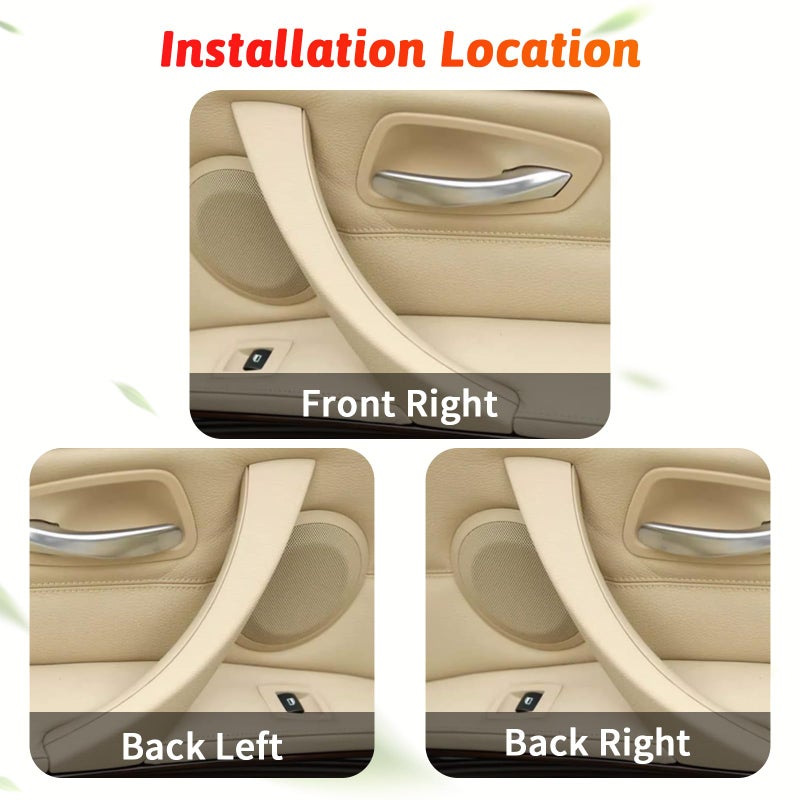 BJchiwu 6PCS/Set Interior Inner Inside Door Pull Sticky Handle Cover for BMW 3 Series E90/E91/E92/E93 320 325 328 335 330 M3 (2004-2011) Left and Right Passenger Side (Beige) - Image 3